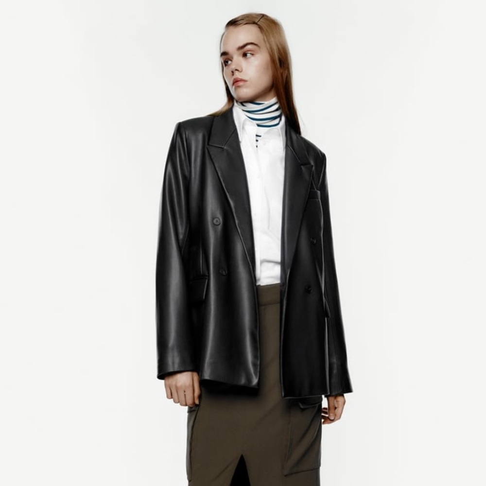 Zara Faux Leather Blazer